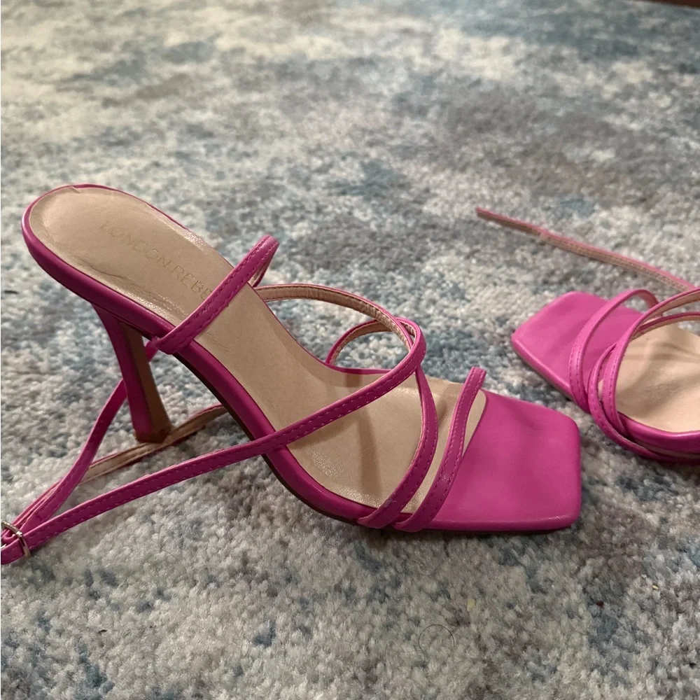 Women's Pink Strappy Heels - Picture 7 of 8